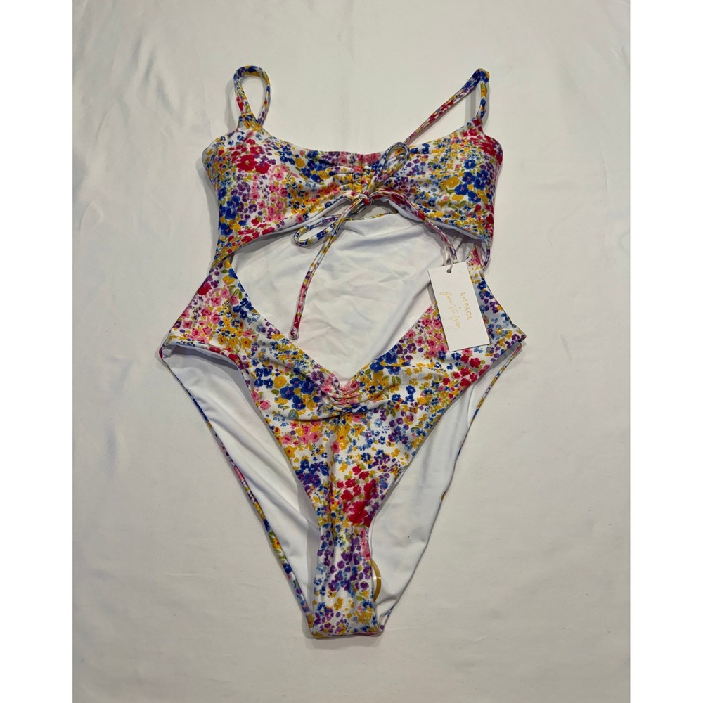 L*Space x Jamie Van Slooten Floral Cutout One Piece Swimsuit Size Medium NWT New
